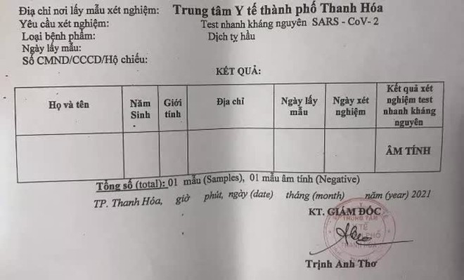  Yêu cầu kiểm điểm việc cấp phiếu test nhanh Covid-19 để trống thông tin  - Ảnh 1.