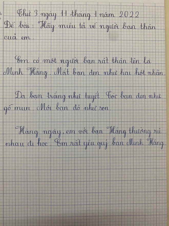 Bài văn miêu tả bạn thân gây sốt của học sinh tiểu học: Đẹp tầm này thì chỉ có thể là truyện cổ tích! - Ảnh 1.