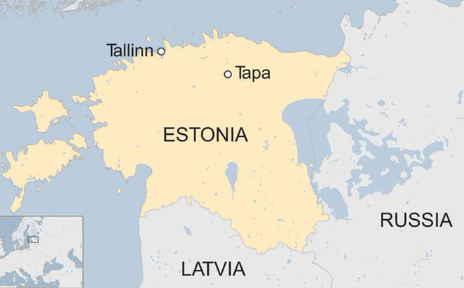 Khu vực Tapa nằm cách biên giới Nga không xa. Đồ hoạ: BBC