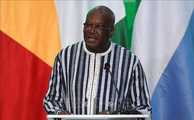 Tổng thống Burkina Faso, ông Roch Marc Christian Kabore phát biểu tại một hội nghị ở Ouagadougou ngày 14/9/2019. Ảnh: AFP/TTXVN