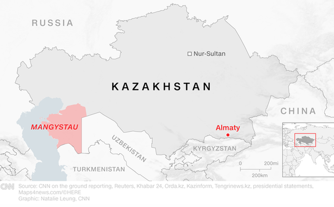 Bản đồ Kazakhstan. Đồ hoạ: CNN