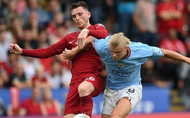 Andy Robertson kiểm soát tốt Erling Haaland giúp Liverpool thắng Community Shield.