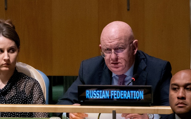 Đại sứ Nga tại Liên Hiệp Quốc Vassily Nebenzia - Ảnh: REUTERS