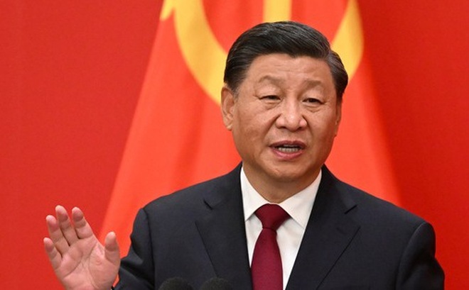 Tổng bí thư, Chủ tịch Trung Quốc Tập Cận Bình phát biểu tại Đại lễ đường Nhân dân ở Bắc Kinh hôm 23-10 - Ảnh: AFP