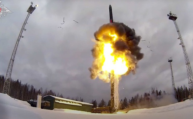 Tên lửa đạn đạo xuyên lục địa Yars của Nga trong video do Bộ Quốc phòng Nga công bố hồi tháng 2-2022 - Ảnh: AP