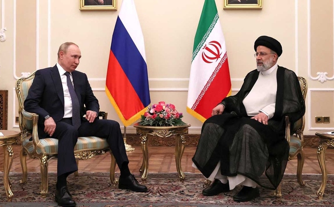 Tổng thống Nga Putin và Tổng thống Iran Raisi. Ảnh: Kremlin