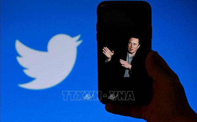 Hình ảnh tỷ phú Elon Musk trên màn hình điện thoại và biểu tượng Twitter trên màn hình máy tính tại Washington, DC, Mỹ. Ảnh: AFP/TTXVN