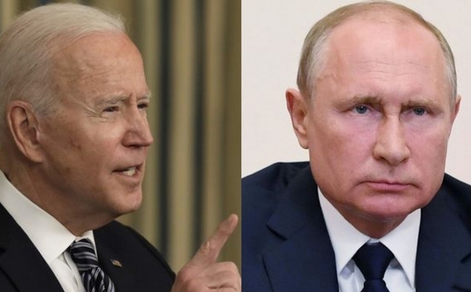 Tổng thống Mỹ Biden và Tổng thống Nga Putin. Ảnh: Bloomberg.