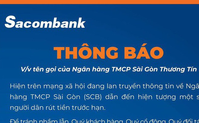 Sacombank Lên Tiếng Vì Cho Rằng Một Số Khách Nhầm Scb Là Sacombank