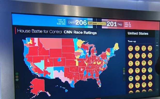 Dự đoán làn sóng đỏ trên các phương tiện truyền thông. Ảnh: CNN