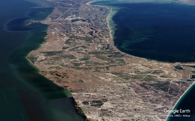 Bán đảo Kinburn. Ảnh: Google Earth