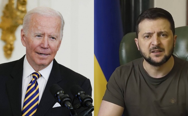 Tổng thống Mỹ Joe Biden và Tổng thống Ukraine Volodymyr Zelensky. Ảnh: Reuters