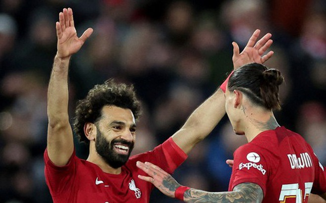 Niềm vui của Salah sau khi ghi bàn vào lưới Tottenham - Ảnh: REUTERS