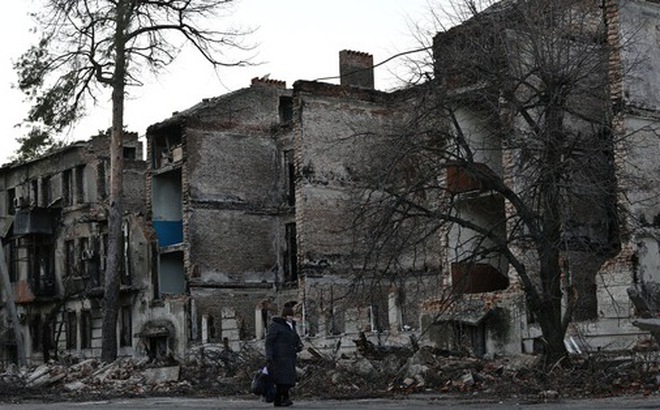 Một góc thị trấn Lyman, vùng Donetsk, Ukraine, ngày 14-12 - Ảnh: AFP