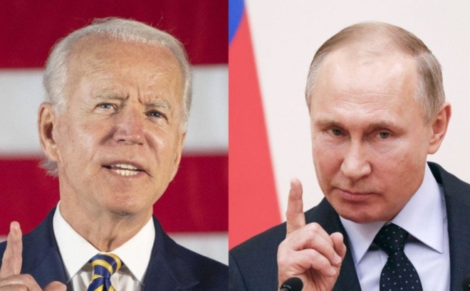 Tổng thống Mỹ Joe Biden (trái) và Tổng thống Nga Vladimir Putin. Ảnh: AFP.