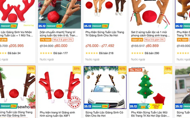 Chợ mạng bội thu nhờ bán đồ trang trí Noel cho ôtô