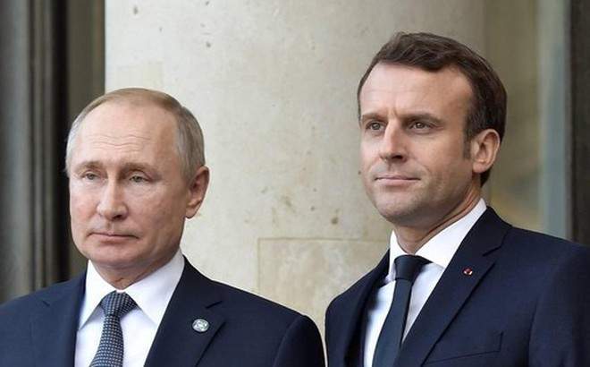 Tổng thống Nga Vladimir Putin và Tổng thống Pháp Emmanuel Macron. Ảnh: Tass