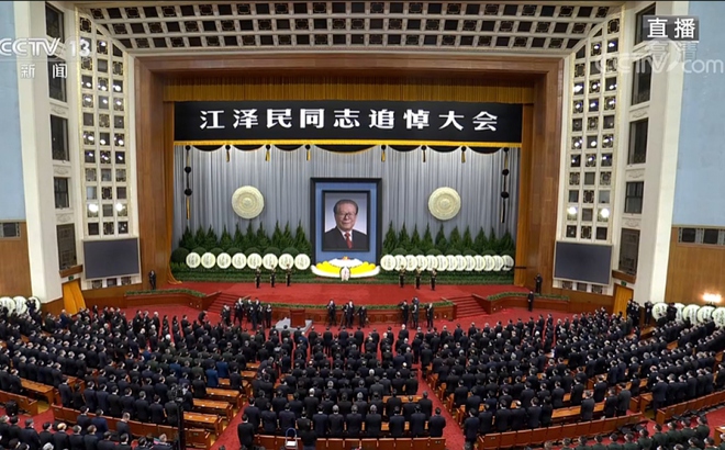 Lễ truy điệu nguyên Tổng Bí thư, Chủ tịch Giang Trạch Dân. Ảnh: CCTV.
