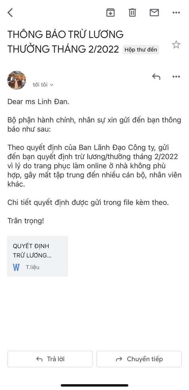 Cô gái bị trừ lương vì trang phục làm online gây mất tập trung đến nhiều nhân viên khác - Ảnh 1.