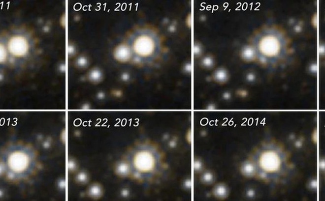 Sự kiện MOA-11-191/OGLE-11-0462 qua 8 lần quan sát của Hubble - Ảnh: Hubble/NASA/ESA