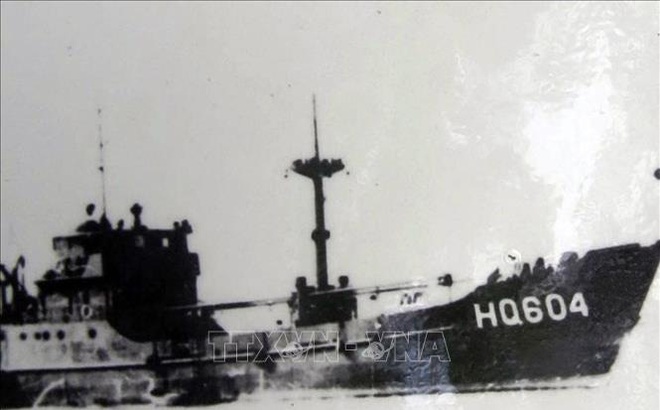 Tàu HQ-604 - con tàu bị địch bắn chìm trong cuộc chiến đấu bảo vệ chủ quyền biển đảo Tổ quốc ở Gạc Ma, ngày 14/3/1988. Ảnh: Tư liệu/TTXVN phát