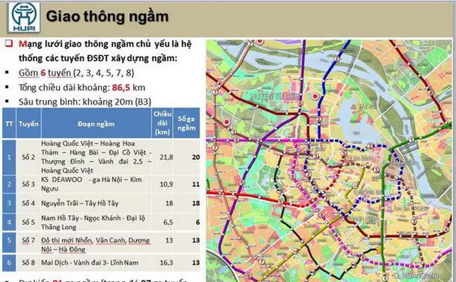 Bản vẽ quy hoạch giao thông ngầm đô thị trung tâm thành phố Hà Nội đến năm 2030, tầm nhìn đến năm 2050