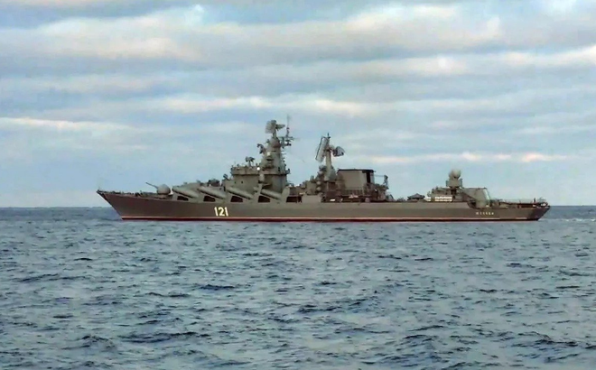 Tàu tuần dương tên lửa RTS Moskva (121) của Nga. Ảnh: USNI News