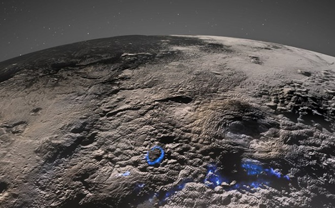 Điểm đặc biệt trên sao Diêm Vương là một dải duy nhất rộng lớn gồm những núi lửa băng rất lớn và chúng có kết cấu độc đáo với địa hình mấp mô.
