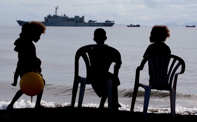 Bãi đáp Red Beach gần Honiara thuộc quần đảo Solomon. Ảnh: AFP