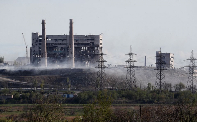 Khu vực nhà máy thép Azovstal ở thành phố Mariupol, Ukraine ngày 3/5/2022. Ảnh: Reuters