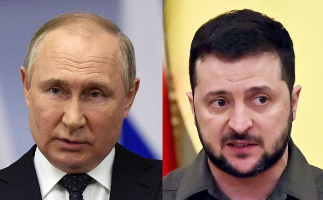 Tổng thống Nga Putin và người đồng cấp Ukraine Zelensky.