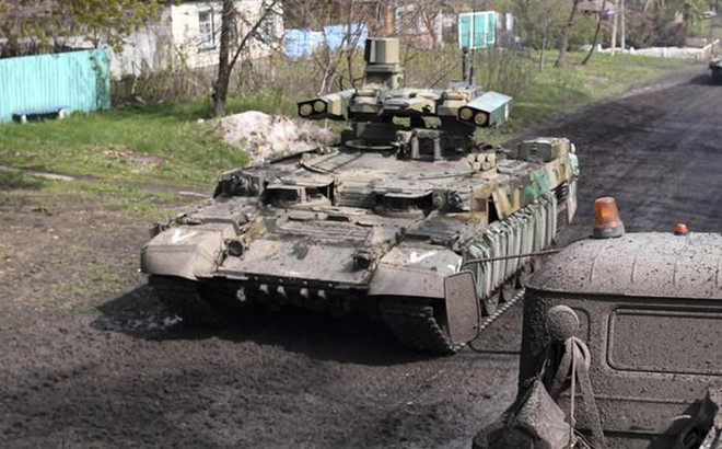 Xe Terminator-2 của Nga (BMPT-72) ở khu vực Kharkiv, Ukraine. Ảnh: Sputnik