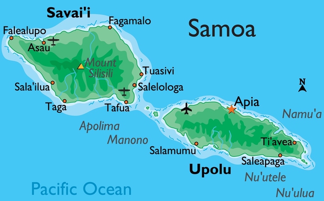 Samoa ở Thái Bình Dương. Ảnh: World Atlas.