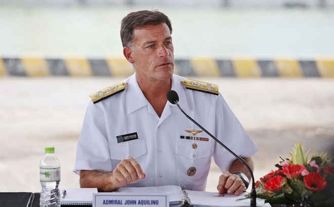 Tư lệnh Bộ Chỉ huy Ấn Độ Dương-Thái Bình Dương của Mỹ, Đô đốc John Aquilino. Ảnh: EPA/SHUTTERSTOCK