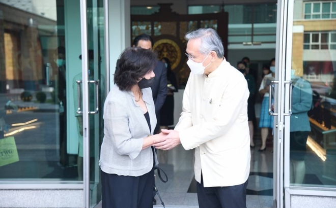 Phó Thủ tướng, Bộ trưởng Ngoại giao Thái Lan gặp Đặc phái viên của Tổng Thư ký Liên Hợp Quốc về Myanmar. Ảnh: Bộ Ngoại giao Thái Lan