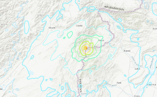 Vị trí xảy ra trận động đất theo Cục Khảo sát địa chất Mỹ (Ảnh: USGS)