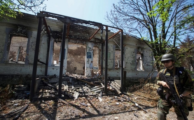 Quang cảnh ở làng Novomykhailivka, thuộc khu vực Donetsk ngày 29/5. Ảnh: Reuters