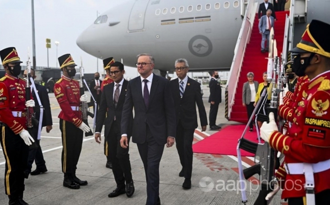 Thủ tướng Australia Albanese đến thăm Jakarta, Indonesia. Ảnh: AAP.