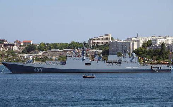 Tàu chiến "Đô đốc Makarov" của Hạm đội Biển Đen Nga ngoài khơi Sevastopol, Crimea. Ảnh: Getty Images