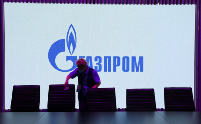 Logo của tập đoàn khí đốt Nga Gazprom. (Ảnh: Reuters)