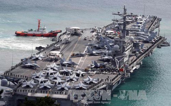 Tàu sân bay USS Ronald Reagan của Mỹ. Ảnh tư liệu: AFP/TTXVN