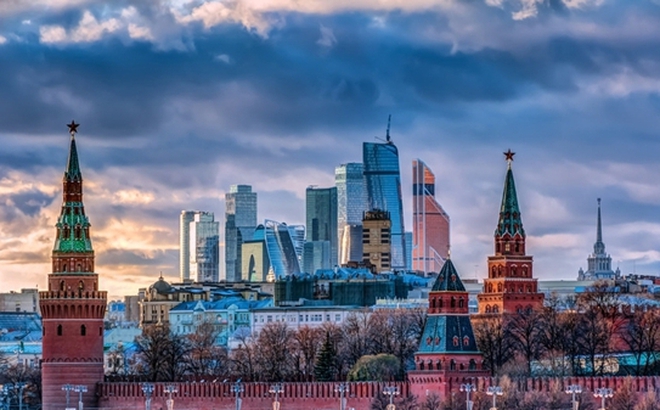 Khu cao ốc tài chính ở Moscow nhìn từ Điện Kremlin. Ảnh: Getty Images