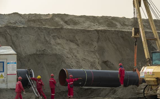 Công trường xây dựng tuyến đường ống khí đốt nối Trung Quốc-Nga ngày 12/3. Ảnh: Getty Images