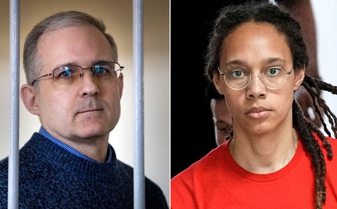 Hai tù nhân Mỹ đang bị Nga bắt giữ mà Mỹ muốn trao đổi là Paul Whelan (trái) - một cựu quân nhân, và Brittney Griner - vận động viên thể thao - Ảnh: CNN