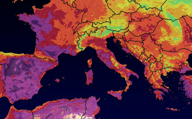 Tây Âu chịu nắng nóng khắc nghiệt vào tháng 7/2022. Ảnh: Tổ chức Khí tượng Thế giới (WMO)