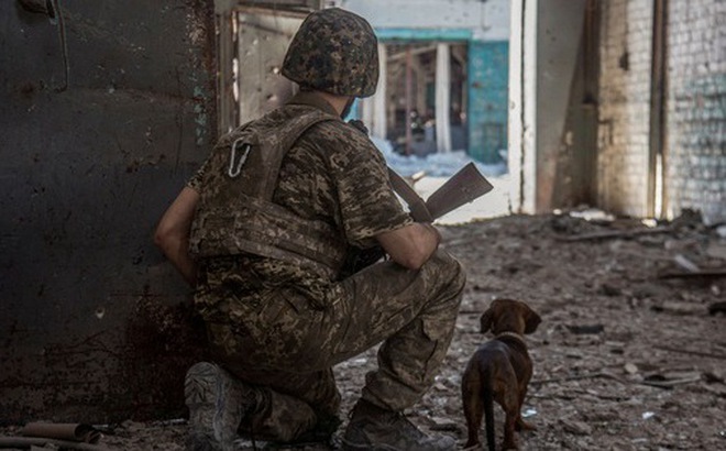 Binh sĩ Ukraine quan sát tình hình tại mặt trận Sievierodonetsk hồi tháng 6-2022 - Ảnh: REUTERS