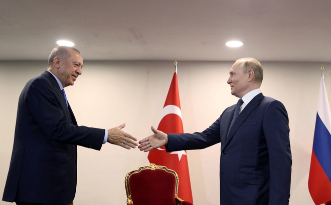 Tổng thống Thổ Nhĩ Kỳ Tayyip Erdogan và Tổng thống Nga Vladimir Putin. Ảnh: Reuters