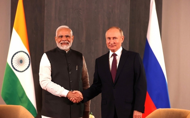 Thủ tướng Ấn độ N.Modi và Tổng thống Nga V.Putin tại cuộc gặp. (Ảnh: kremlin.ru)