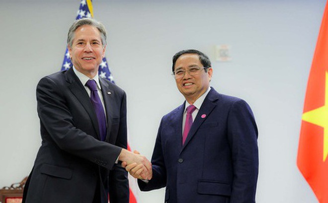 Thủ tướng Phạm Minh Chính tiếp Ngoại trưởng Mỹ Antony Blinken tại Washington vào tháng 5-2022 - Ảnh: NGUYỄN KHÁNH