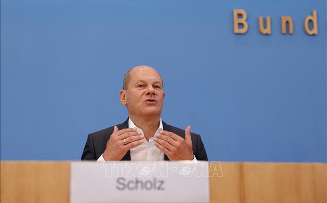 Thủ tướng Đức Olaf Scholz phát biểu tại Berlin, Đức. Ảnh: AFP/TTXVN